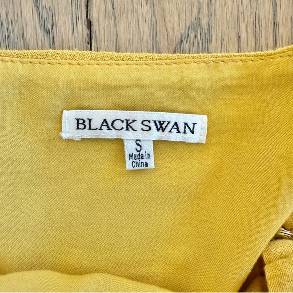 Black Swan Women’s Mustard Yellow Tiered Flowy Maxi with Lace Dress Size Small - Picture 12 of 14